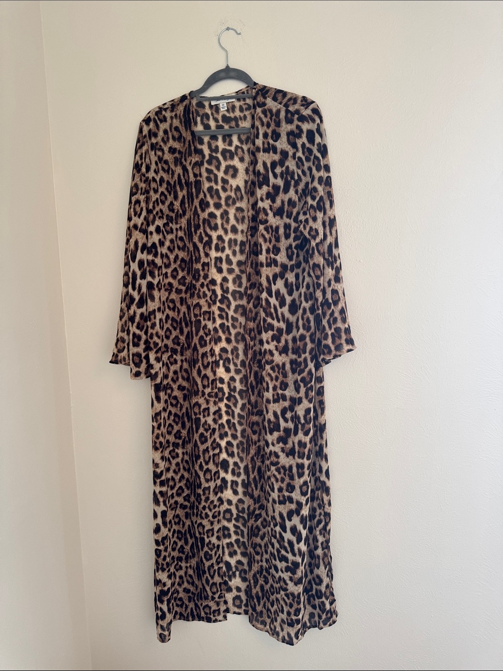 Leopard Print Long Duster - Brown